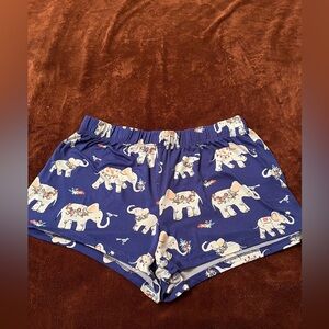 Elephant Print Blue Women's pajama Shorts. Size medium. Gently used.
